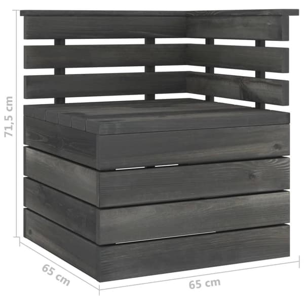 vidaXL Pallesofa for hjørne heltre furu mørkegrå