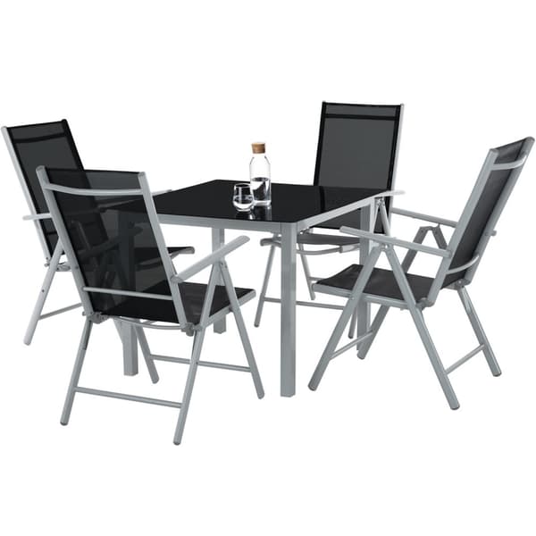 Aluminium havemøbler, bord og 4 stole - sølv