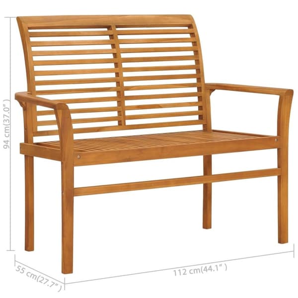vidaXL Hagebenk med røde pute 112 cm heltre teak
