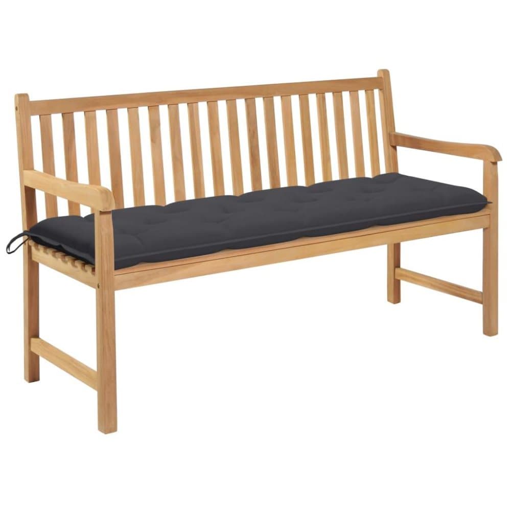 vidaXL Trädgårdsbänk med antracit dyna 150 cm massiv teak