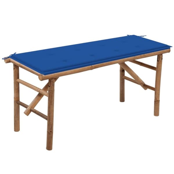 vidaXL foldbar havebænk med hynde 118 cm bambus