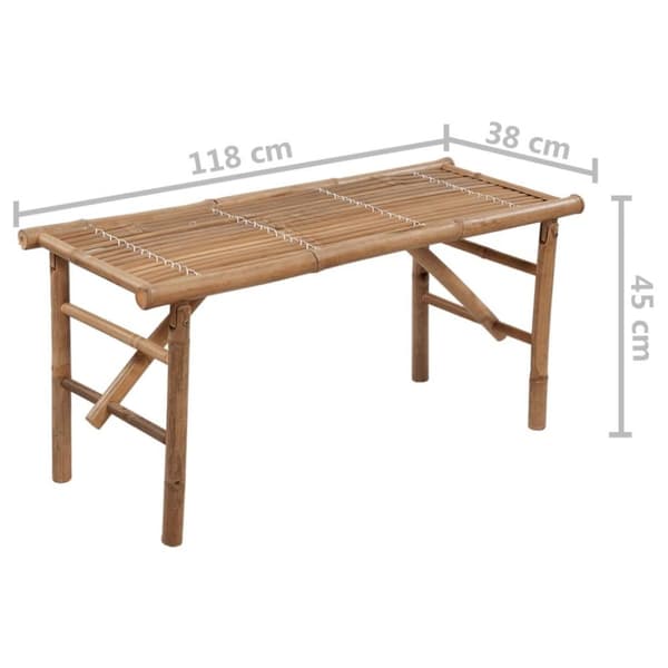 vidaXL foldbar havebænk med hynde 118 cm bambus