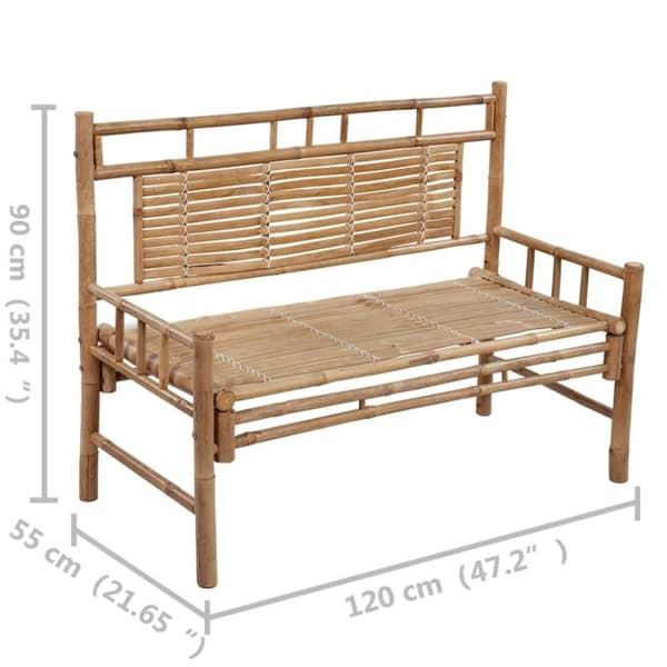 vidaXL Hagebenk med pute 120 cm bambus