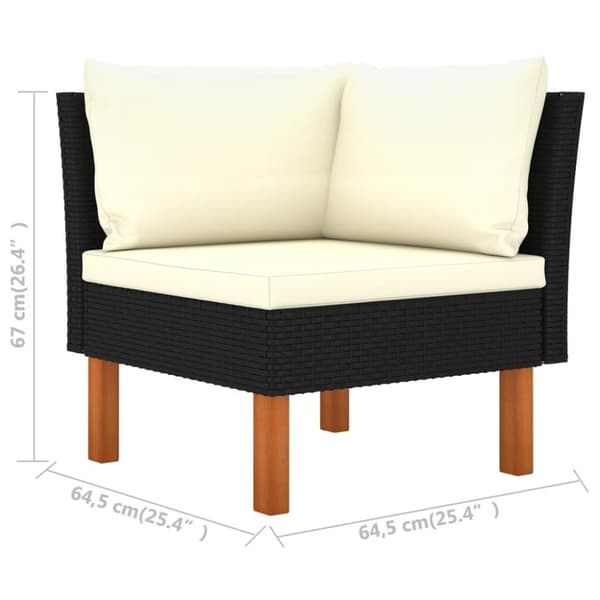 vidaXL hjørnedel til sofa polyrattan og massivt eukalyptustræ