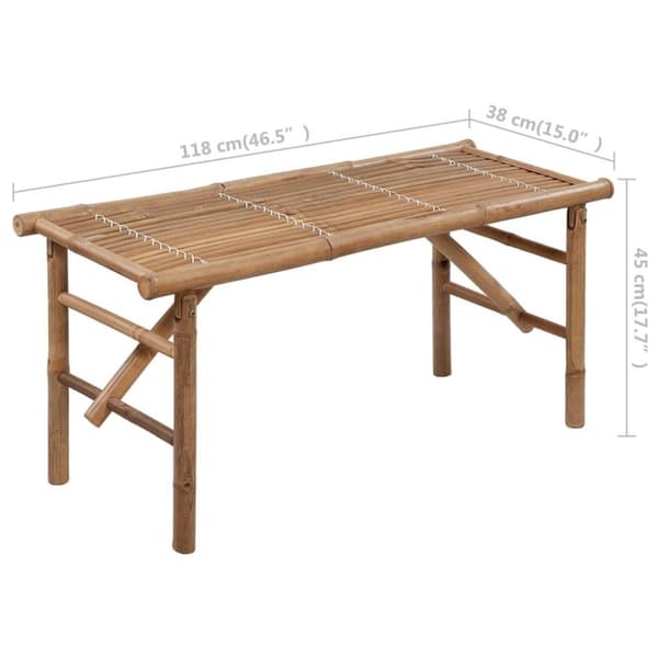vidaXL Hopfällbar trädgårdsbänk med dyna 118 cm bambu