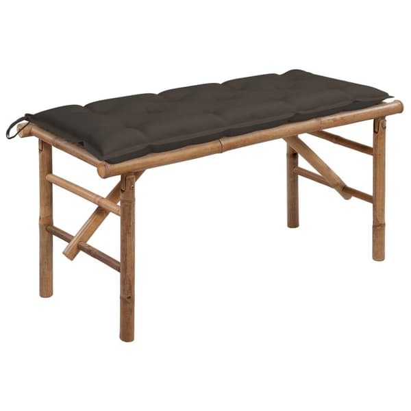 vidaXL foldbar havebænk med hynde 118 cm bambus