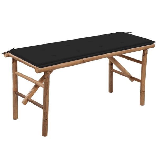 vidaXL foldbar havebænk med hynde 118 cm bambus