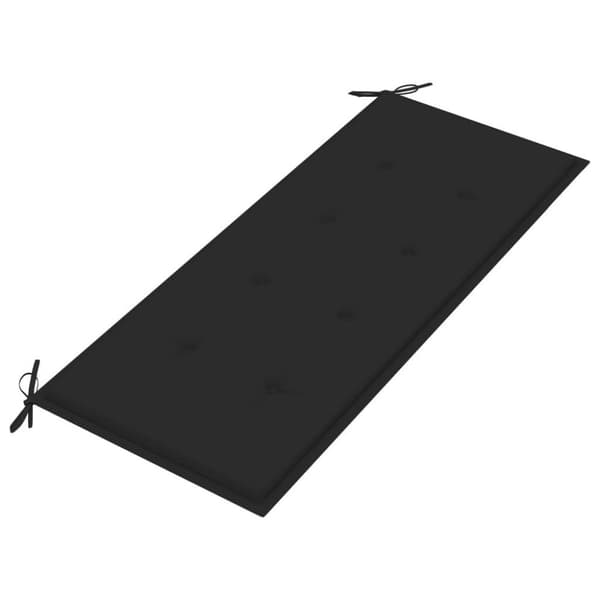 vidaXL Bataviabänk med svart dyna 120 cm massiv teak