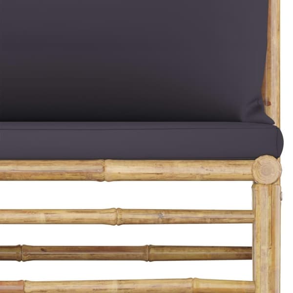 vidaXL Loungegrupp för trädgården med mörkgråa dynor 2 delar bambu
