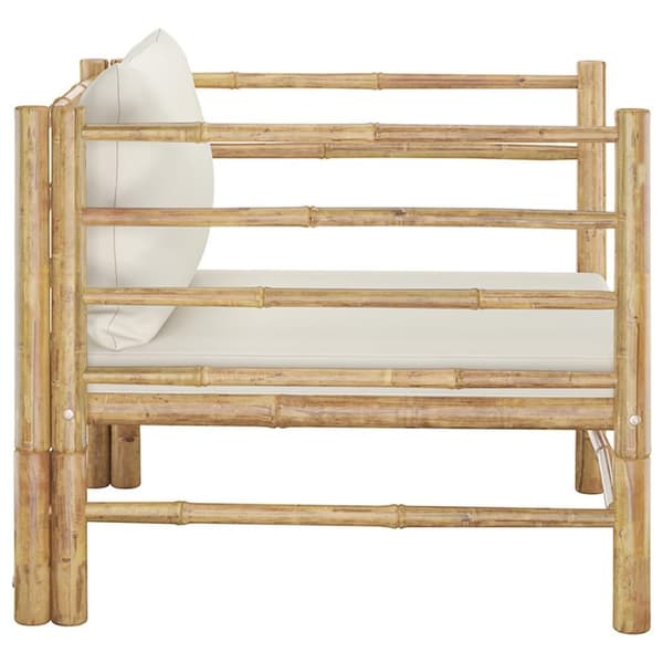vidaXL havesofa med cremehvide hynder bambus
