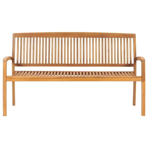 vidaXL Stapelbar trädgårdsbänk med dyna 159 cm massiv teak