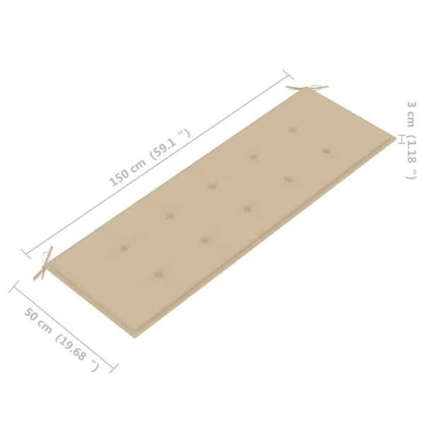 vidaXL Stapelbar trädgårdsbänk med dyna 159 cm massiv teak