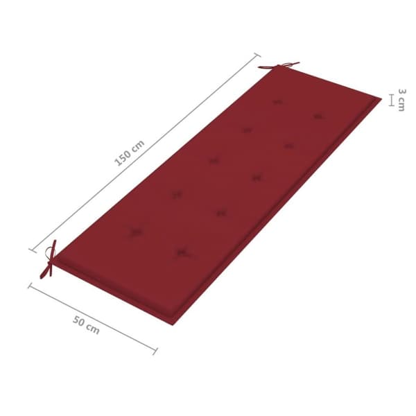 vidaXL havebænk med hynde 159 cm stabelbar massivt teaktræ