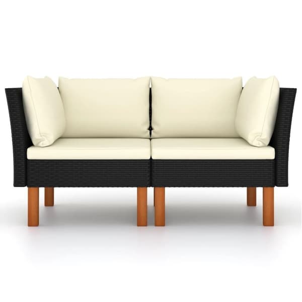 vidaXL hjørnedele til sofa 2 stk. polyrattan og massivt eukalyptustræ