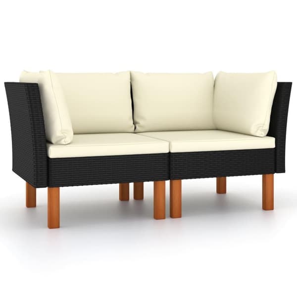 vidaXL hjørnedele til sofa 2 stk. polyrattan og massivt eukalyptustræ