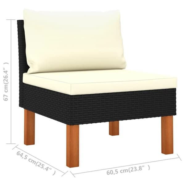 vidaXL midterdele til sofa 3 stk. polyrattan og massivt eukalyptustræ