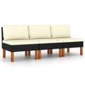 Miniatyrbillede 2 af 8: vidaXL midterdele til sofa 3 stk. polyrattan og massivt eukalyptustræ
