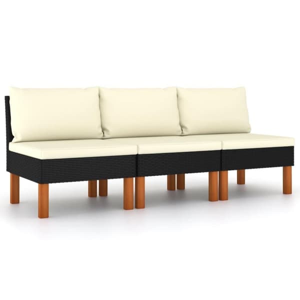 vidaXL midterdele til sofa 3 stk. polyrattan og massivt eukalyptustræ