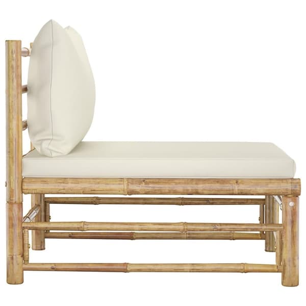 vidaXL havesofa midterdel med cremefarvede hynder bambus