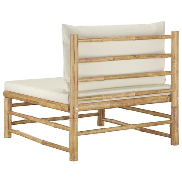 vidaXL havesofa midterdel med cremefarvede hynder bambus