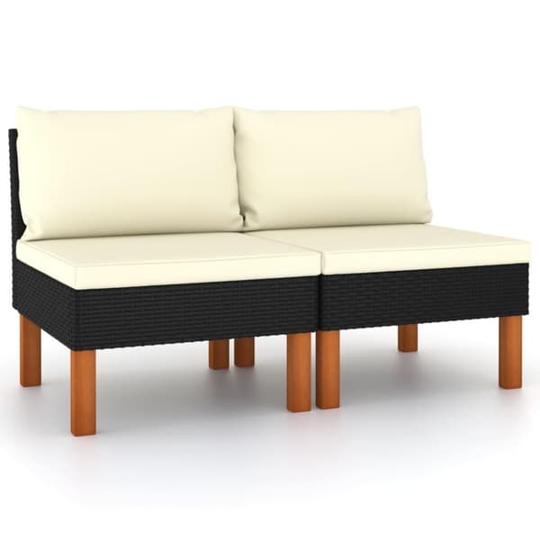 vidaXL midterdele til sofa 2 stk. polyrattan og massivt eukalyptustræ