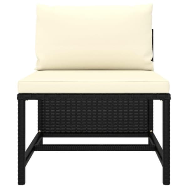 vidaXL 3-personers havesofa med hynder polyrattan sort