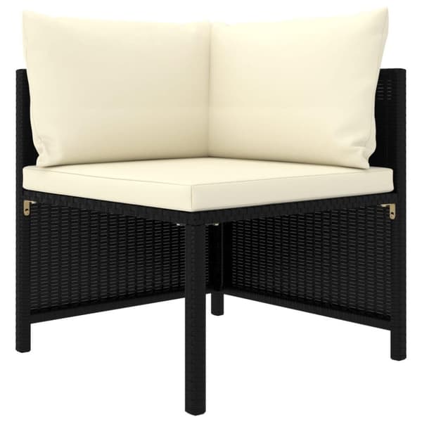 vidaXL 3-personers havesofa med hynder polyrattan sort