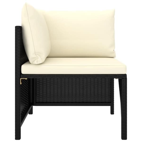 vidaXL 3-personers havesofa med hynder polyrattan sort