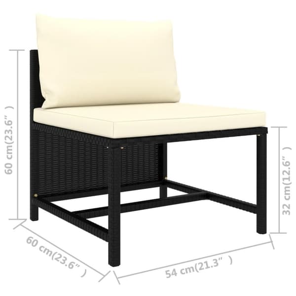 vidaXL 3-personers havesofa med hynder polyrattan sort