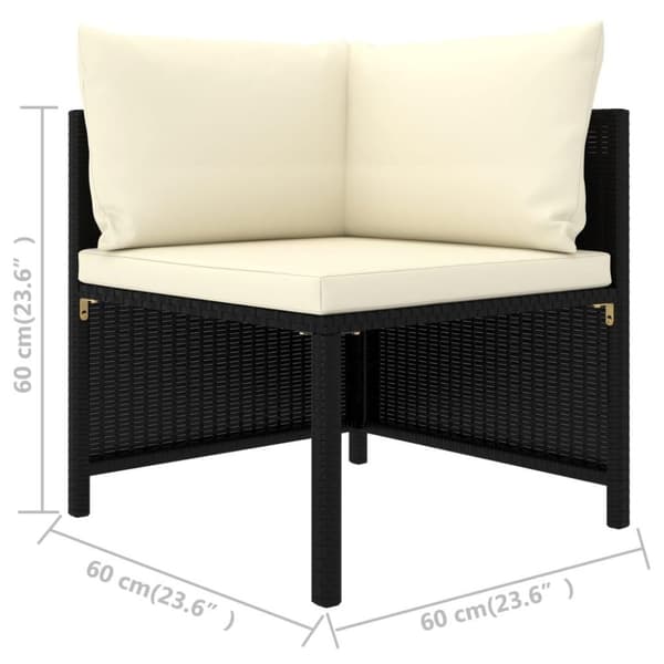 vidaXL 3-personers havesofa med hynder polyrattan sort