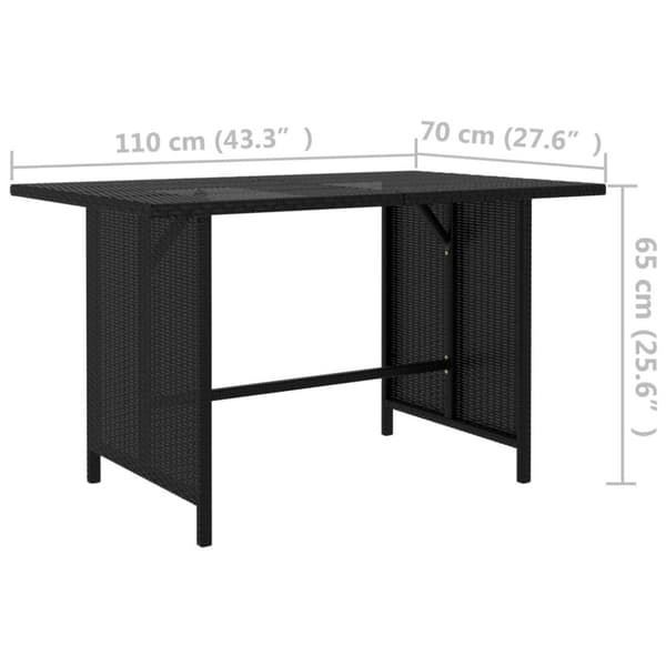 vidaXL havebord 110x70x65 cm polyrattan sort
