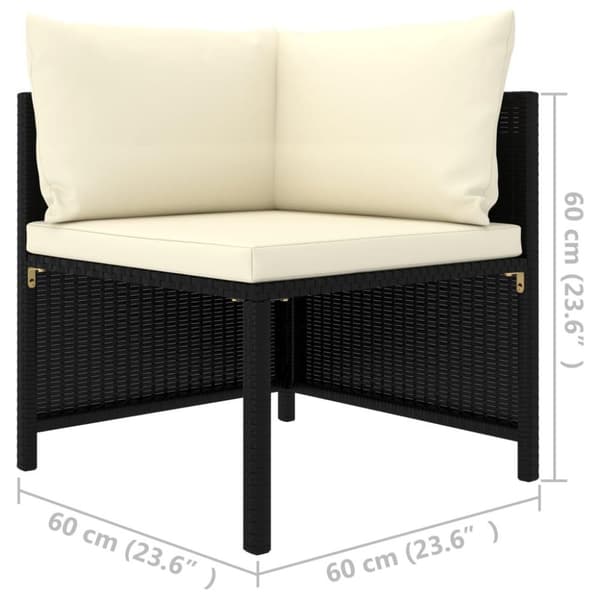 vidaXL Hagesofa 2-seters med puter polyrotting svart