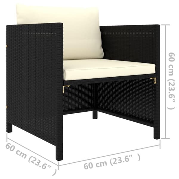 vidaXL Hagesofa med puter polyrotting svart