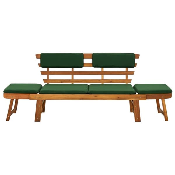 vidaXL Trädgårdsbänk med dynor 2-i-1 190 cm massivt akaciaträ