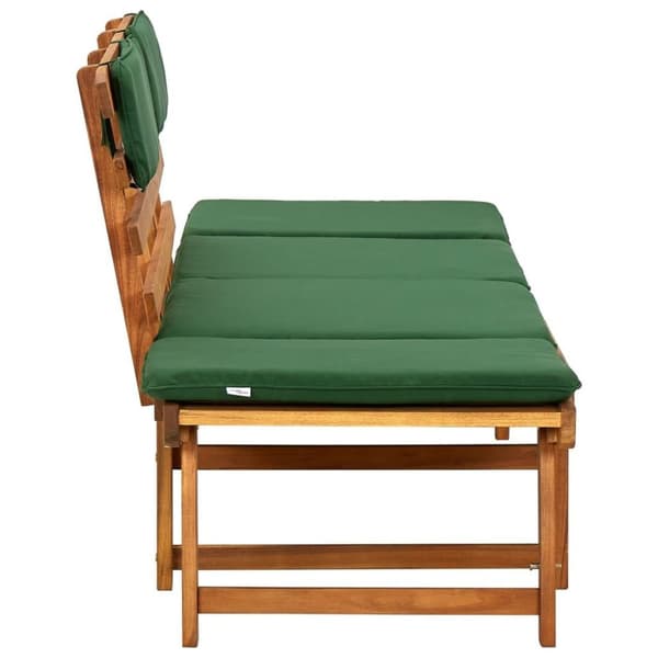 vidaXL Trädgårdsbänk med dynor 2-i-1 190 cm massivt akaciaträ