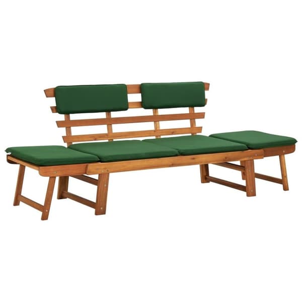vidaXL Trädgårdsbänk med dynor 2-i-1 190 cm massivt akaciaträ