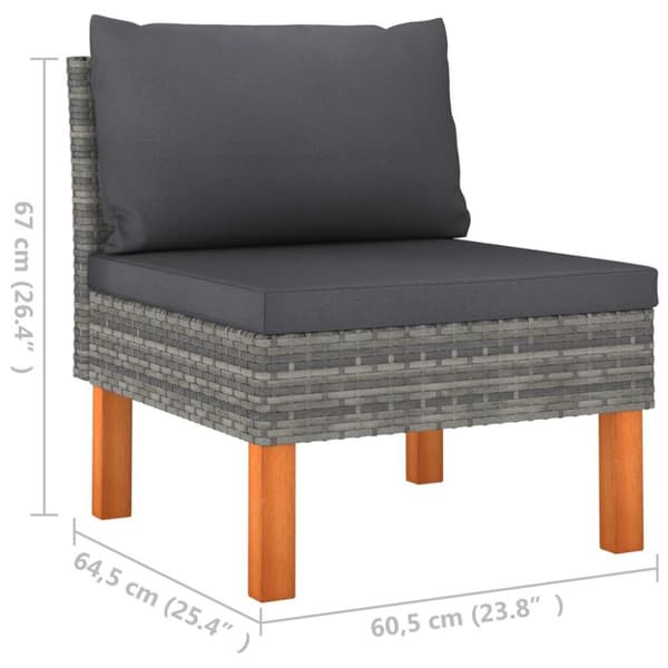 vidaXL midterdele til sofa 2 stk. polyrattan og massivt eukalyptustræ