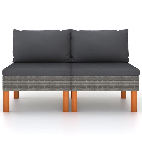 vidaXL midterdele til sofa 2 stk. polyrattan og massivt eukalyptustræ