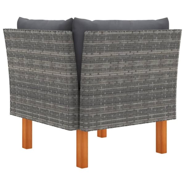 vidaXL hjørnedel til sofa polyrattan og massivt eukalyptustræ