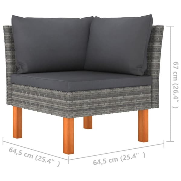 vidaXL hjørnedele til sofa 2 stk. polyrattan og massivt eukalyptustræ
