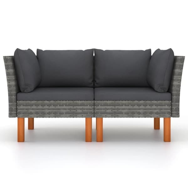 vidaXL hjørnedele til sofa 2 stk. polyrattan og massivt eukalyptustræ