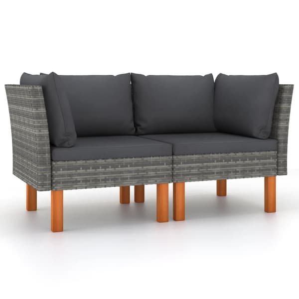 vidaXL hjørnedele til sofa 2 stk. polyrattan og massivt eukalyptustræ