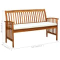 Miniatyrbilde 8 av 9: vidaXL Hagebenk med pute 147 cm heltre akasie