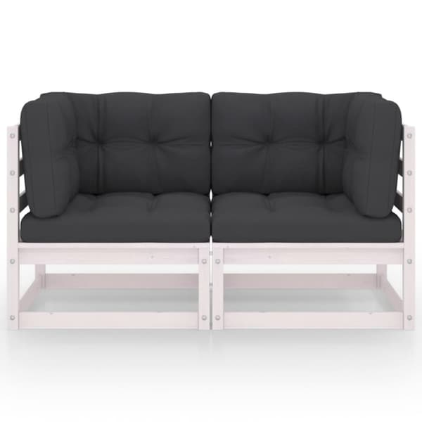 vidaXL 2-personers havesofa med hynder massivt fyrretræ