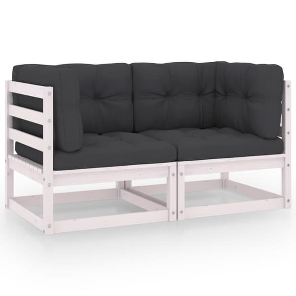 vidaXL 2-personers havesofa med hynder massivt fyrretræ