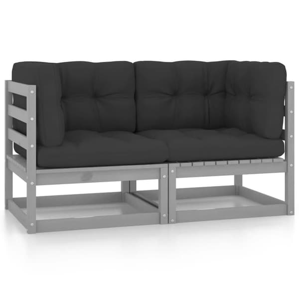 vidaXL 2-personers havesofa med hynder massivt fyrretræ