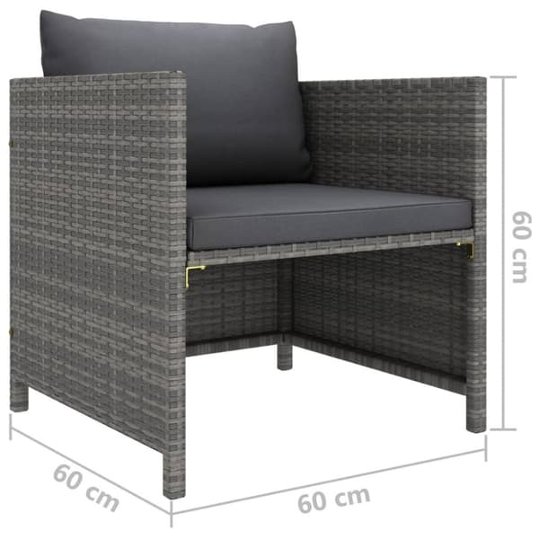 vidaXL havesofa med hynder polyrattan grå