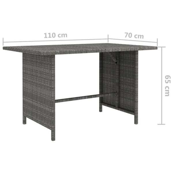 vidaXL havebord 110x70x65 cm polyrattan grå