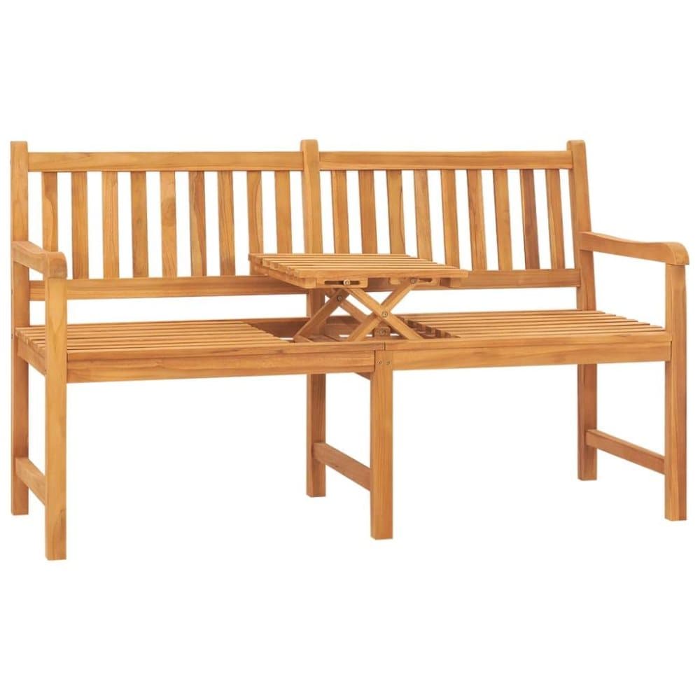 vidaXL Trädgårdsbänk 3-sits med bord 150 cm massiv teak