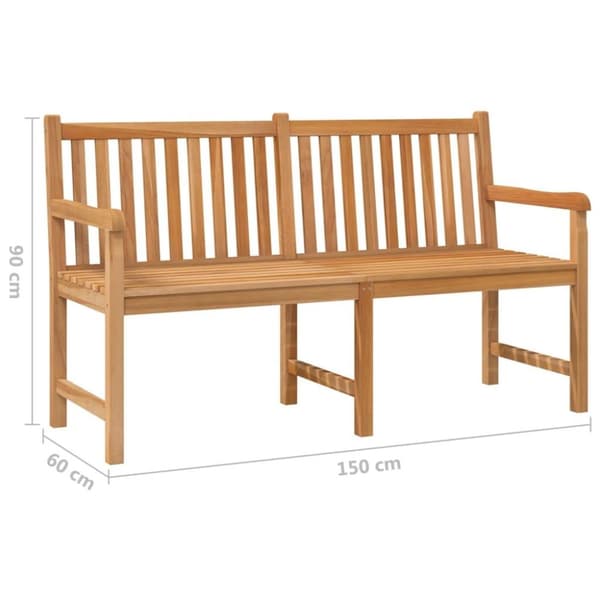 vidaXL havebænk 150 cm massivt teaktræ